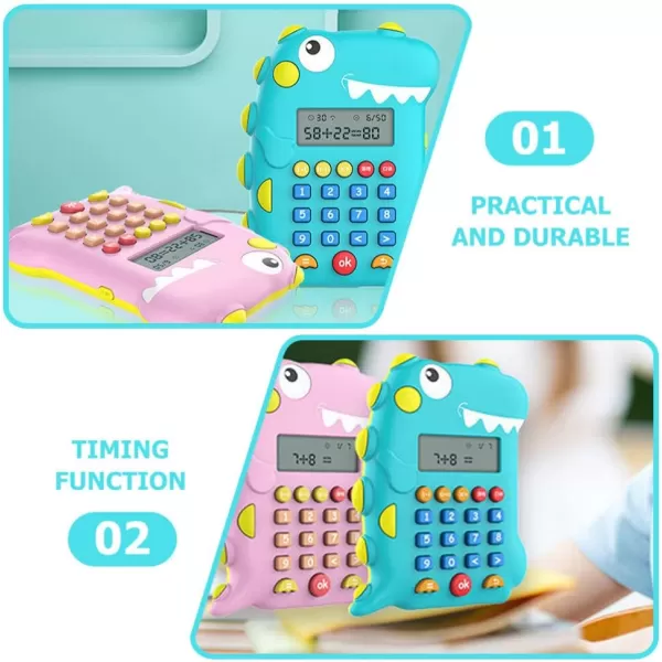 Calculator Dinosaur Shaped Calculators Cartoon Math Games Intelligent Learning Calculators Pocket Office Desktop Calculator Early Education Machines SkyBlueSkyblue