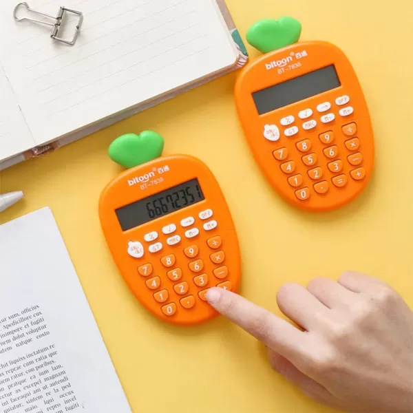 Desktop Calculator 12 Digit Kawaii Mini Calculator Cute Carrot Portable Small Basic Students Calculators for Home Office Supplies