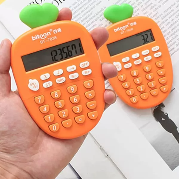 Desktop Calculator 12 Digit Kawaii Mini Calculator Cute Carrot Portable Small Basic Students Calculators for Home Office Supplies