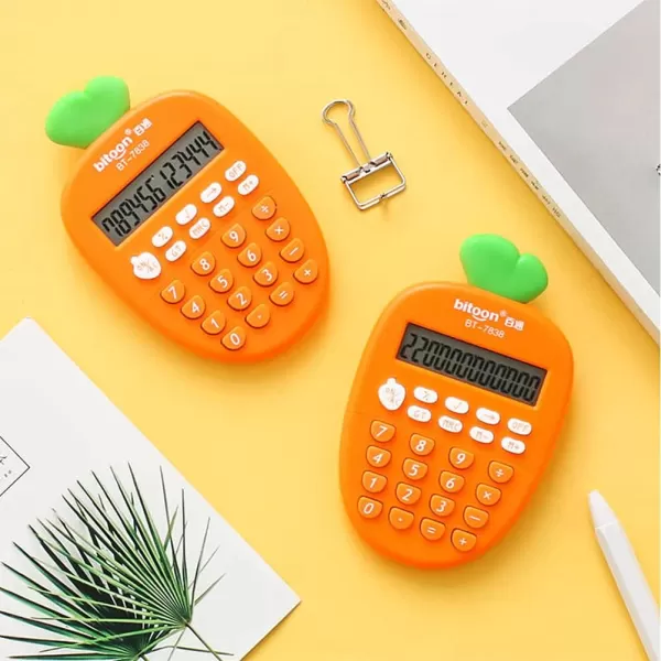 Desktop Calculator 12 Digit Kawaii Mini Calculator Cute Carrot Portable Small Basic Students Calculators for Home Office Supplies