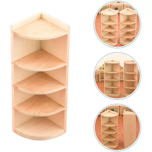 Toyvian 2pcs Bookcase Miniature MiniRustic Dollhouse Corner Landscape for Storage Furnishing Dolls Plaything Cabinet Girl Bedroom Display Furniture FairyLog Color