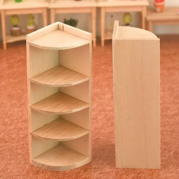 Toyvian 2pcs Bookcase Miniature MiniRustic Dollhouse Corner Landscape for Storage Furnishing Dolls Plaything Cabinet Girl Bedroom Display Furniture FairyLog Color