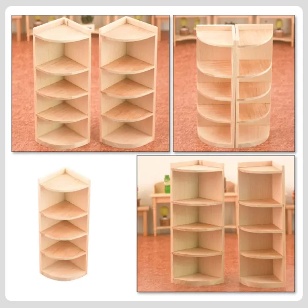 Toyvian 2pcs Bookcase Miniature MiniRustic Dollhouse Corner Landscape for Storage Furnishing Dolls Plaything Cabinet Girl Bedroom Display Furniture FairyLog Colorx2pcs