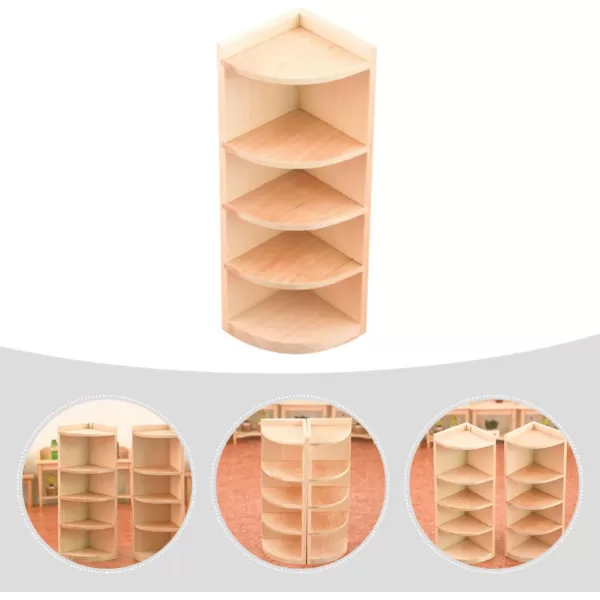 Toyvian 2pcs Bookcase Miniature MiniRustic Dollhouse Corner Landscape for Storage Furnishing Dolls Plaything Cabinet Girl Bedroom Display Furniture FairyLog Color