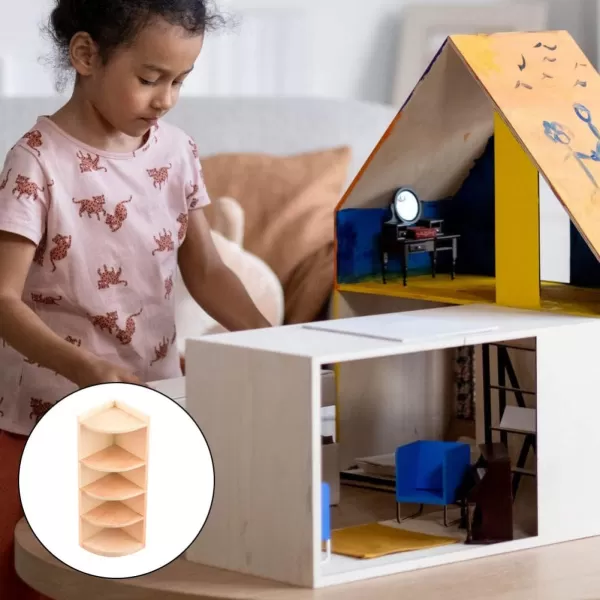 Toyvian 2pcs Bookcase Miniature MiniRustic Dollhouse Corner Landscape for Storage Furnishing Dolls Plaything Cabinet Girl Bedroom Display Furniture FairyLog Color