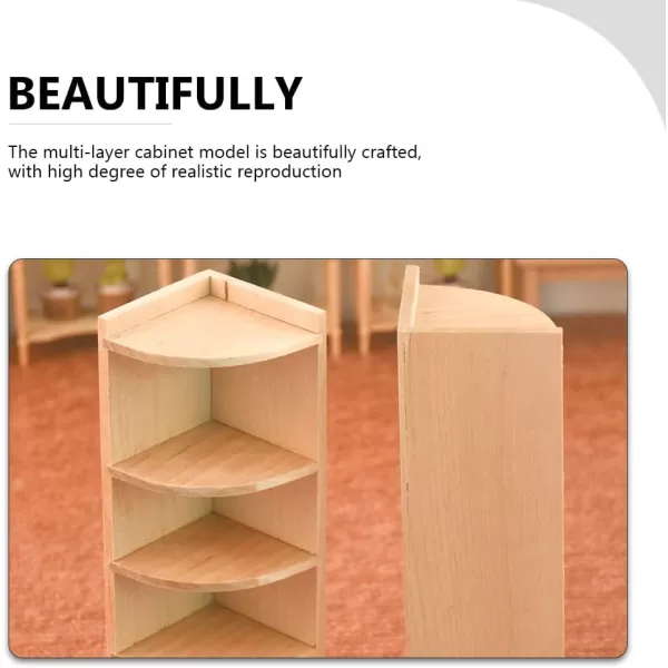 Toyvian 2pcs Bookcase Miniature MiniRustic Dollhouse Corner Landscape for Storage Furnishing Dolls Plaything Cabinet Girl Bedroom Display Furniture FairyLog Colorx3pcs