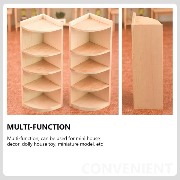 Toyvian 2pcs Bookcase Miniature MiniRustic Dollhouse Corner Landscape for Storage Furnishing Dolls Plaything Cabinet Girl Bedroom Display Furniture FairyLog Colorx3pcs