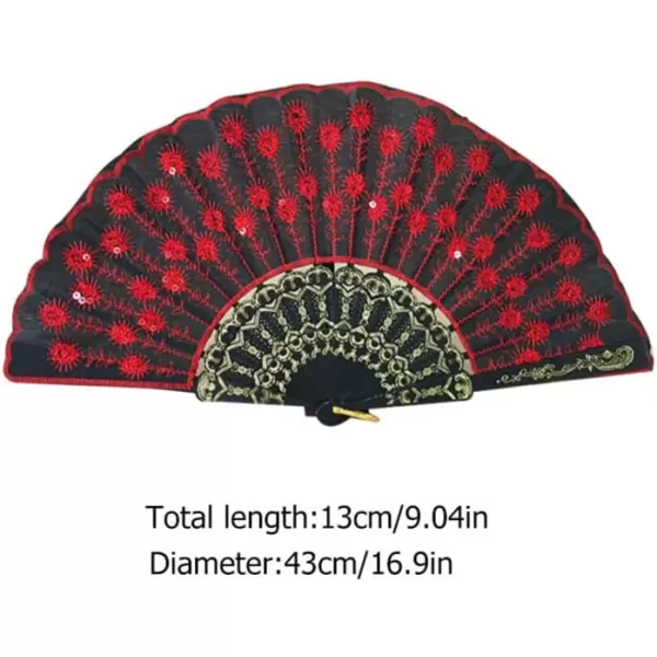 Toyvian 2pcs Chinese Style Folding Fan Vintage Handheld Fan Embroidered Handheld Folding Fan for Wedding Birthday Party Favors