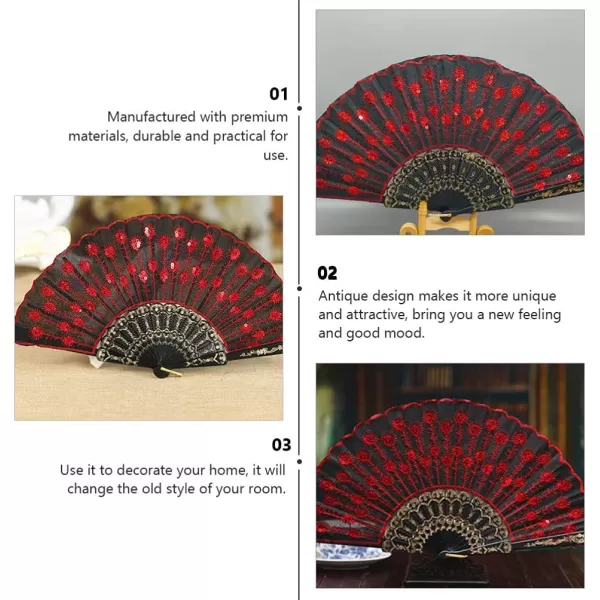 Toyvian 2pcs Chinese Style Folding Fan Vintage Handheld Fan Embroidered Handheld Folding Fan for Wedding Birthday Party Favors