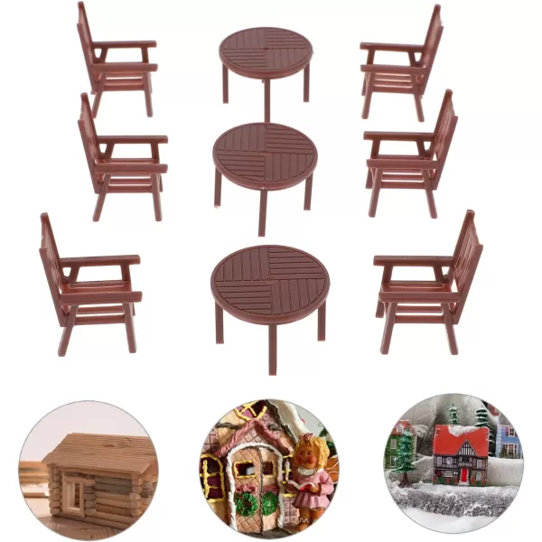 Toyvian 3 Sets Dollhouse Miniature Furniture Mini House Table and Chair Models Set 1 30 Plastic Furniture Toy for DIY Fairy Garden Dollhouse Decoration Pretend Toys3X3X2CM