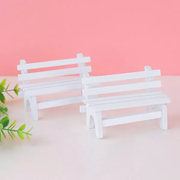 Toyvian 3pcs Photo Prop maniature Garden Bench Mini Chair Dollhouse Miniature Decoration Bench Mini WoodWhite