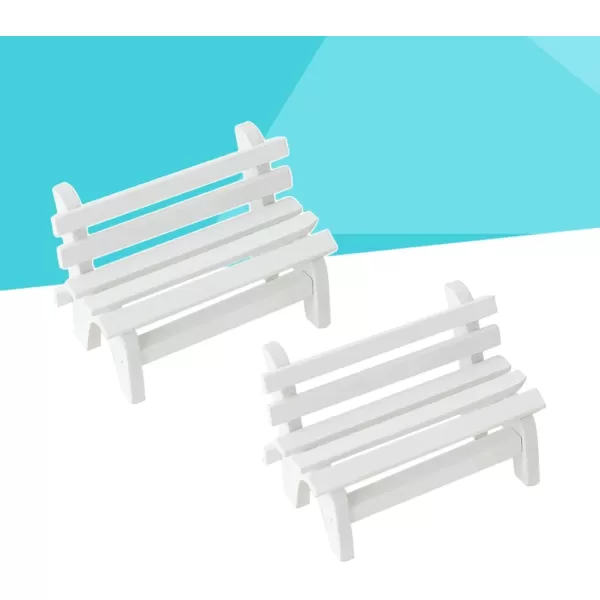 Toyvian 3pcs Photo Prop maniature Garden Bench Mini Chair Dollhouse Miniature Decoration Bench Mini WoodWhite