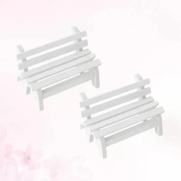 Toyvian 3pcs Photo Prop maniature Garden Bench Mini Chair Dollhouse Miniature Decoration Bench Mini WoodWhite