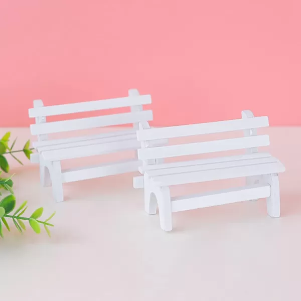 Toyvian 3pcs Photo Prop maniature Garden Bench Mini Chair Dollhouse Miniature Decoration Bench Mini WoodWhitex3pcs