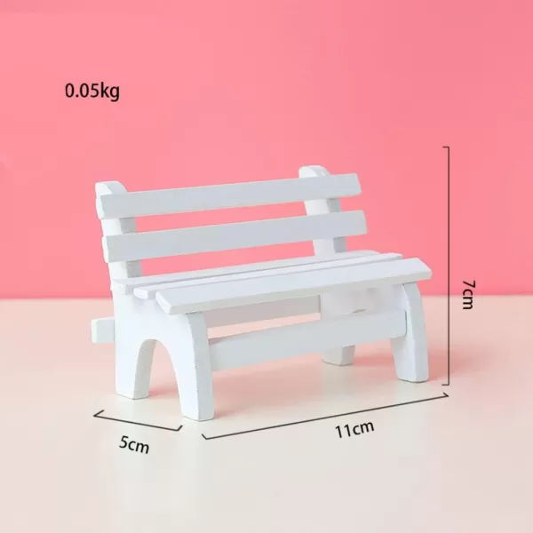 Toyvian 3pcs Photo Prop maniature Garden Bench Mini Chair Dollhouse Miniature Decoration Bench Mini WoodWhitex3pcs