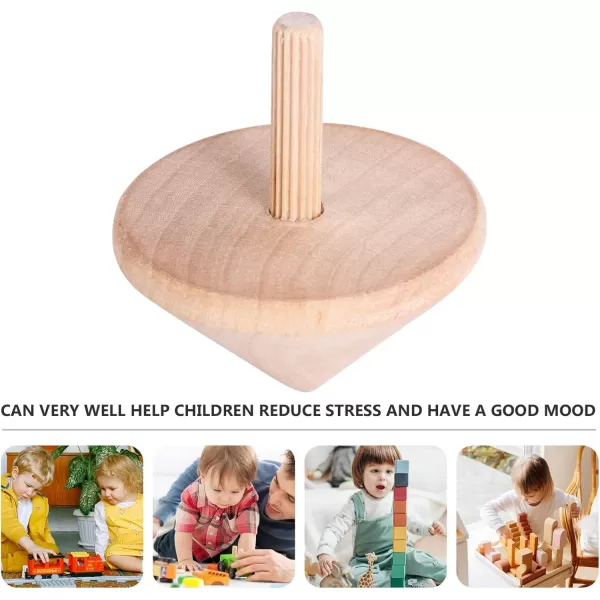 Toyvian 6pcs Paint Your Own Wooden Toys Spin Tops Unpainted Wood Blank Spin Tops for Toddlers Kids or Adults Educational Toys Easter Party Favors