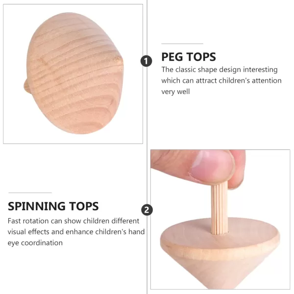 Toyvian 6pcs Paint Your Own Wooden Toys Spin Tops Unpainted Wood Blank Spin Tops for Toddlers Kids or Adults Educational Toys Easter Party Favors