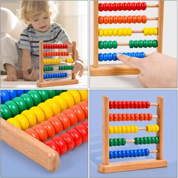 Toyvian Abacus Colorful Bead Wood Classic Abacus Counting Tool Portable Numbers Math Calculating Tool for Home Classroom School