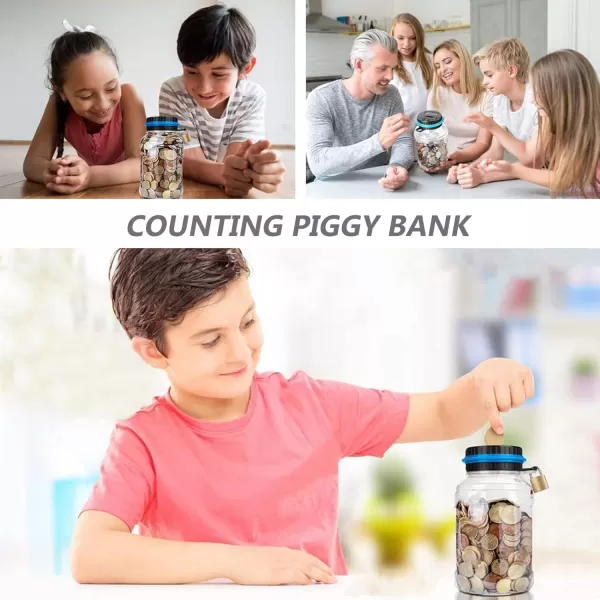 Toyvian Coin Counting Bank Digital Piggy Bank Unbreakable Money Jar Bottle with Lock LCD Counter Decorative Money Pot for Home OfficeDollar