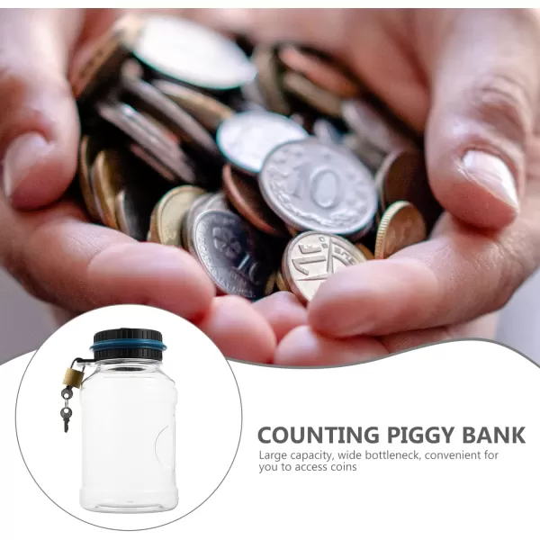 Toyvian Coin Counting Bank Digital Piggy Bank Unbreakable Money Jar Bottle with Lock LCD Counter Decorative Money Pot for Home OfficeEuro