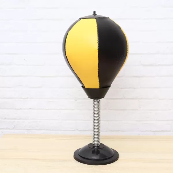 Toyvian Desktop Punching Bag Ball with Suction Cup Plastic Punching Bag Free Standing Boxing Bag Small Boxing Bag Inflator Indoor Boxing Equipment for Office Home Gym Yellow