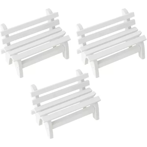 Toyvian 3pcs Photo Prop maniature Garden Bench Mini Chair Dollhouse Miniature Decoration Bench Mini WoodWhite