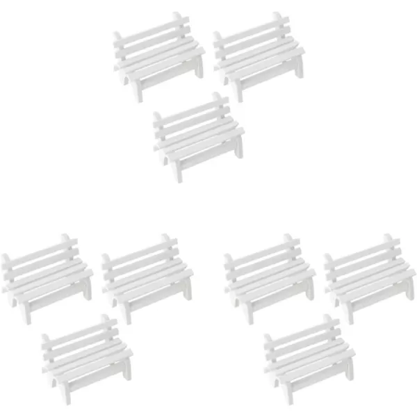 Toyvian 3pcs Photo Prop maniature Garden Bench Mini Chair Dollhouse Miniature Decoration Bench Mini WoodWhitex3pcs