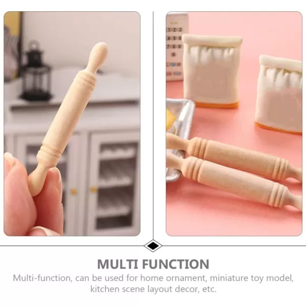 10Pcs Mini Rolling Pin Dollhouse Dough Roller Miniature Dumpling Rolling Pin Mini House Rolling Pin Dollhouse Kitchen Accessories