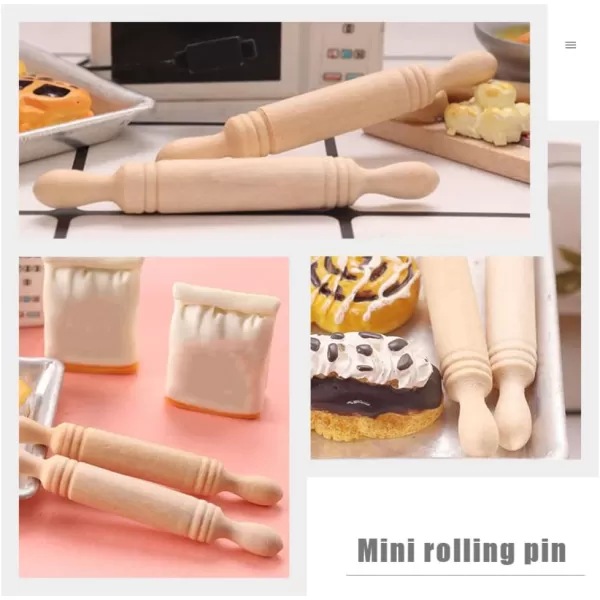 10Pcs Mini Rolling Pin Dollhouse Dough Roller Miniature Dumpling Rolling Pin Mini House Rolling Pin Dollhouse Kitchen Accessories