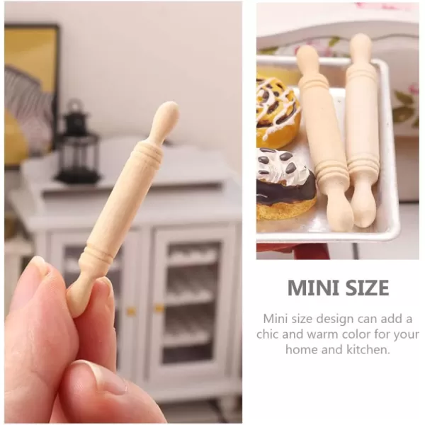 10Pcs Mini Rolling Pin Dollhouse Dough Roller Miniature Dumpling Rolling Pin Mini House Rolling Pin Dollhouse Kitchen Accessories