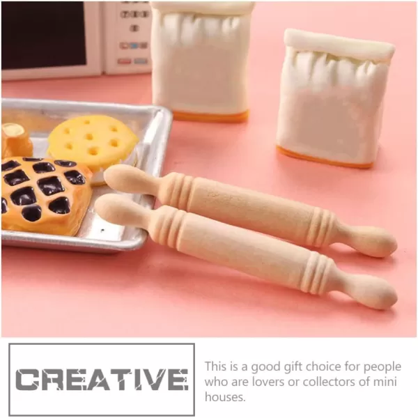 10Pcs Mini Rolling Pin Dollhouse Dough Roller Miniature Dumpling Rolling Pin Mini House Rolling Pin Dollhouse Kitchen Accessories