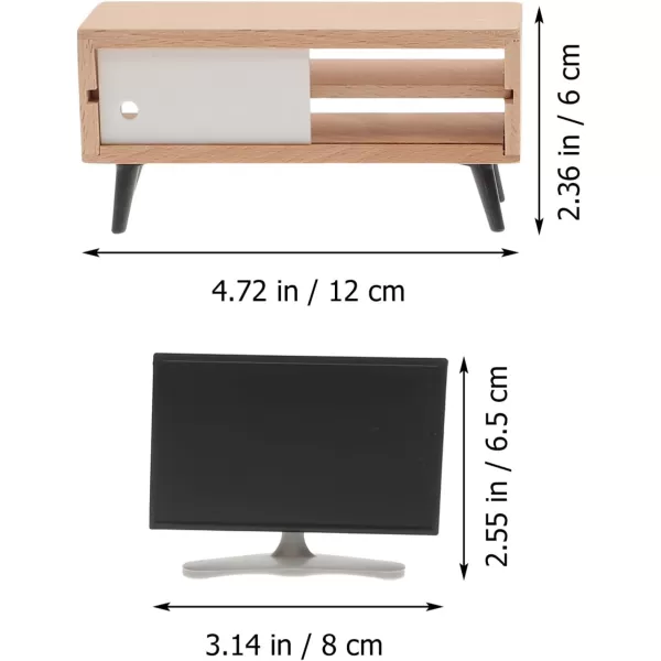 Toyvian 112 Scale Dollhouse Miniature Tv Dollhouse Living Room Television Mini Tv Mini Tv Cabinet Doll House Furniture Tiny Tv Set for Dollhouse Mini Furniture Decor Accessories