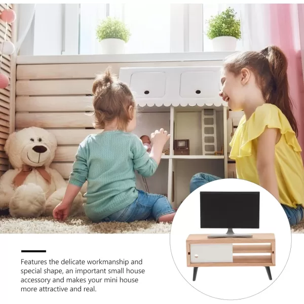 Toyvian 112 Scale Dollhouse Miniature Tv Dollhouse Living Room Television Mini Tv Mini Tv Cabinet Doll House Furniture Tiny Tv Set for Dollhouse Mini Furniture Decor Accessories