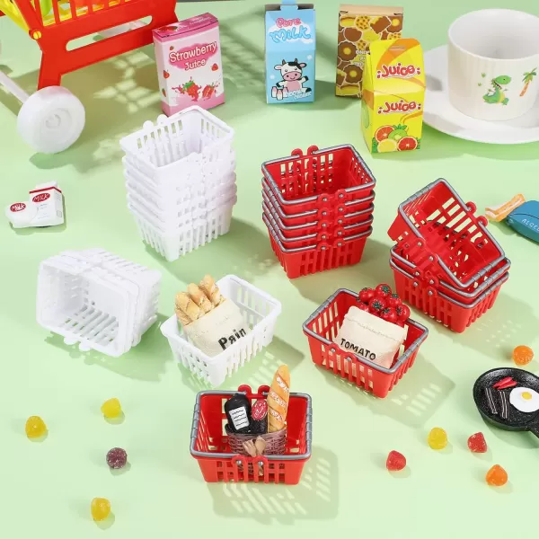 Toyvian 20 Pcs Mini Supermarket Basket Tiny Shopping Baskets Plastic Small Supermarket Baskets Dollhouse Mini Basket Ornament Kids Shopping Basket Doll House Storage Basket Ornament