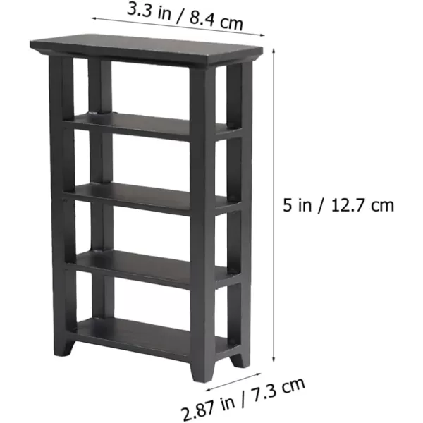 Toyvian Dollhouse Mini Bookshelf Model Miniature Display Bookcase Mini House Drawer Cabinet 4 Layer Wood Micro Scene Furniture DIY Storage Box