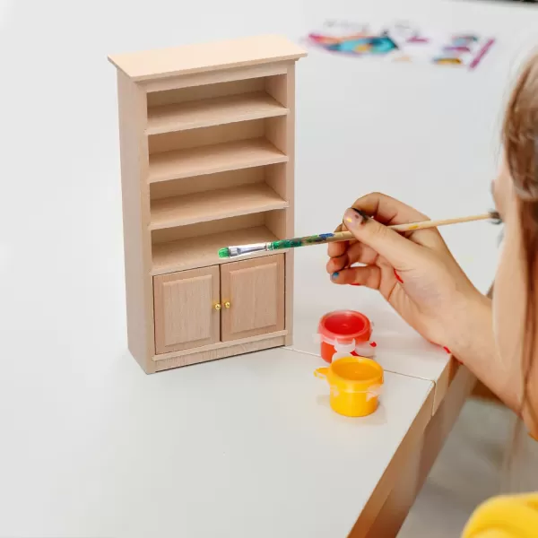 Toyvian Dollhouse Wooden Bookshelf Mini Wood Drawer Cabinet Miniature TV Cabinet Model Mini Bookcase Storage Shelves Dollhouse Furniture for 1 12 Dollhouse Decoration Accessories