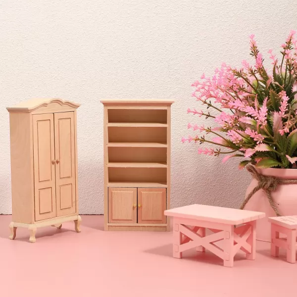 Toyvian Dollhouse Wooden Bookshelf Mini Wood Drawer Cabinet Miniature TV Cabinet Model Mini Bookcase Storage Shelves Dollhouse Furniture for 1 12 Dollhouse Decoration Accessories