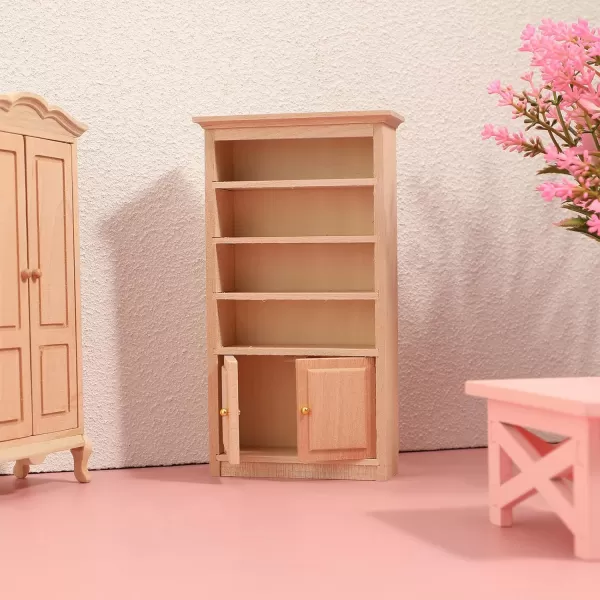 Toyvian Dollhouse Wooden Bookshelf Mini Wood Drawer Cabinet Miniature TV Cabinet Model Mini Bookcase Storage Shelves Dollhouse Furniture for 1 12 Dollhouse Decoration Accessories