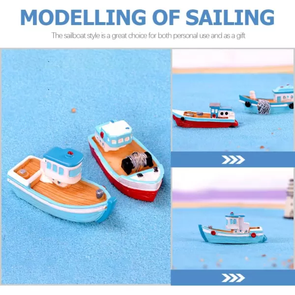 Toyvian Office Decor 4 Pack Miniature Boat Boat Sea Fishing Boats Ornament Plastic Boat Ornament Resin Cruise Models Micro Landscape Boat Mediterranean Handmade Boats Toy Random Style Home Decor