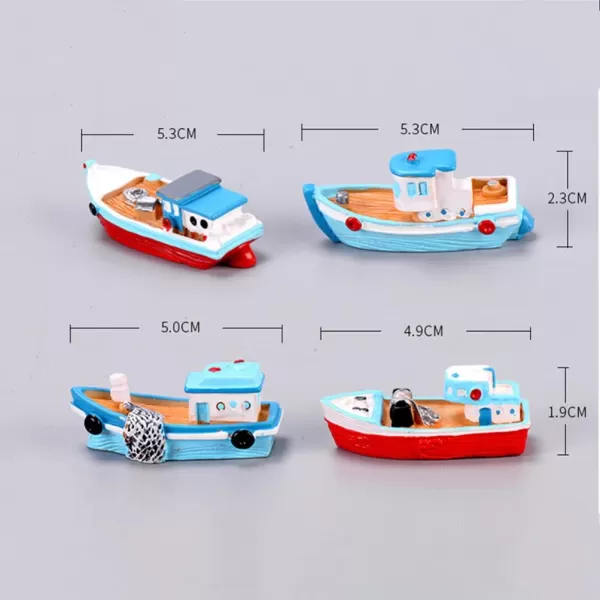 Toyvian Office Decor 4 Pack Miniature Boat Boat Sea Fishing Boats Ornament Plastic Boat Ornament Resin Cruise Models Micro Landscape Boat Mediterranean Handmade Boats Toy Random Style Home Decor