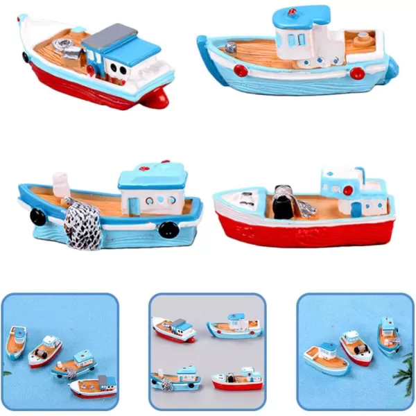 Toyvian Office Decor 4 Pack Miniature Boat Boat Sea Fishing Boats Ornament Plastic Boat Ornament Resin Cruise Models Micro Landscape Boat Mediterranean Handmade Boats Toy Random Style Home Decor