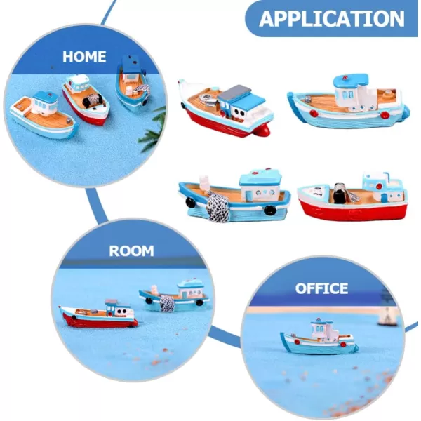 Toyvian Office Decor 4 Pack Miniature Boat Boat Sea Fishing Boats Ornament Plastic Boat Ornament Resin Cruise Models Micro Landscape Boat Mediterranean Handmade Boats Toy Random Style Home Decor