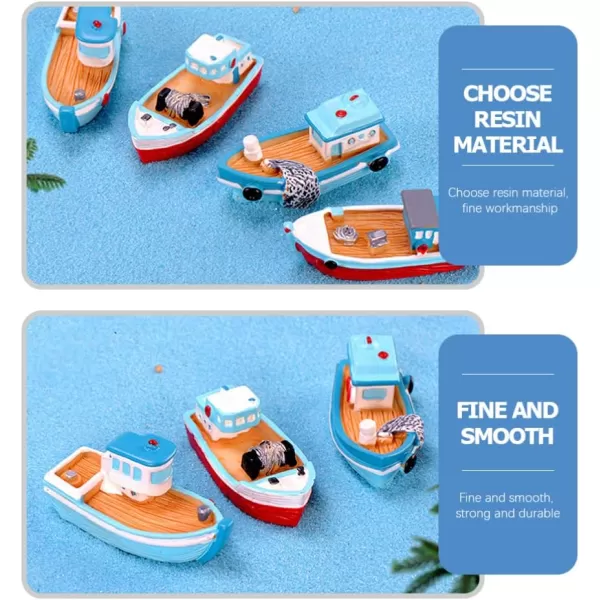 Toyvian Office Decor 4 Pack Miniature Boat Boat Sea Fishing Boats Ornament Plastic Boat Ornament Resin Cruise Models Micro Landscape Boat Mediterranean Handmade Boats Toy Random Style Home Decor