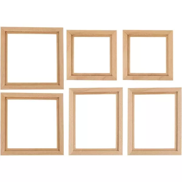 Toyvian 6pcs Miniature Photo Frame Dollhouse Wooden Photo Frame Mini Picture Frame for Dollhouse Bedroom Furniture Accessory