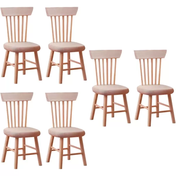 Toyvian 6 pcs 1 12 Scale Dollhouse Chairs Mini Wood Chair Miniature Furniture Photograph Layout Props for Dollhouse Lanscape Garden