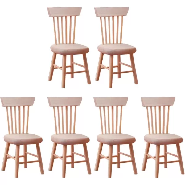 Toyvian 6 pcs 1 12 Scale Dollhouse Chairs Mini Wood Chair Miniature Furniture Photograph Layout Props for Dollhouse Lanscape Garden