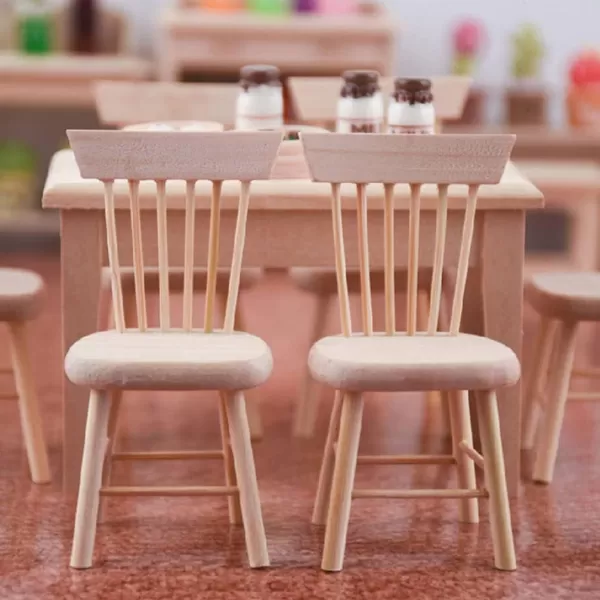 Toyvian 6 pcs 1 12 Scale Dollhouse Chairs Mini Wood Chair Miniature Furniture Photograph Layout Props for Dollhouse Lanscape Garden