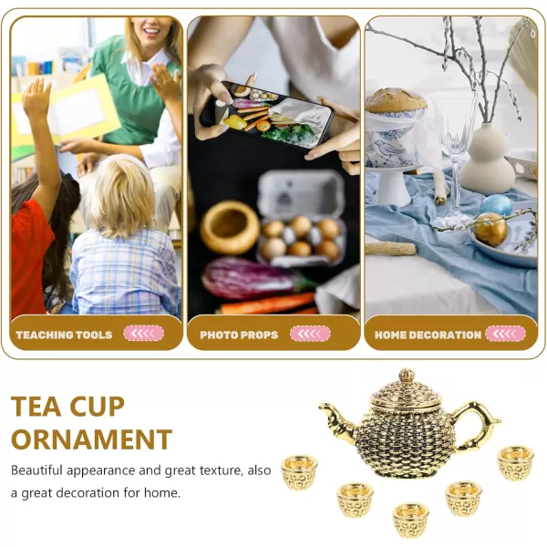 Toyvian 6pcs Set Simulated Tea Cup Decoration Kids Suit Miniature Toys Kids Dinnerware Sets Tea Kettle Mini Teapot Miniature Metal Teapot Mini Teapot Set Miniature Ornament Mini Ornament