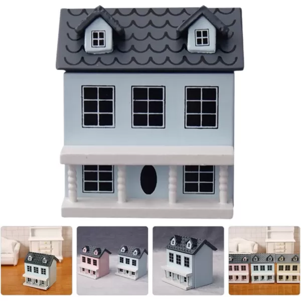 Toyvian Dollhouse Miniature House Christmas Village Houses Wooden Dollhouse kit Toy House Model Tiny WoodenBlue