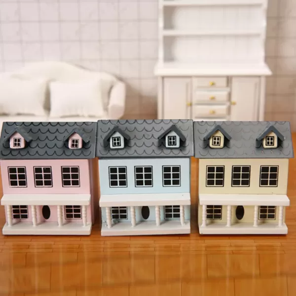 Toyvian Dollhouse Miniature House Christmas Village Houses Wooden Dollhouse kit Toy House Model Tiny WoodenPink